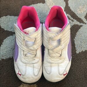 Puma White and Pink Velcro Sneakers Size 12